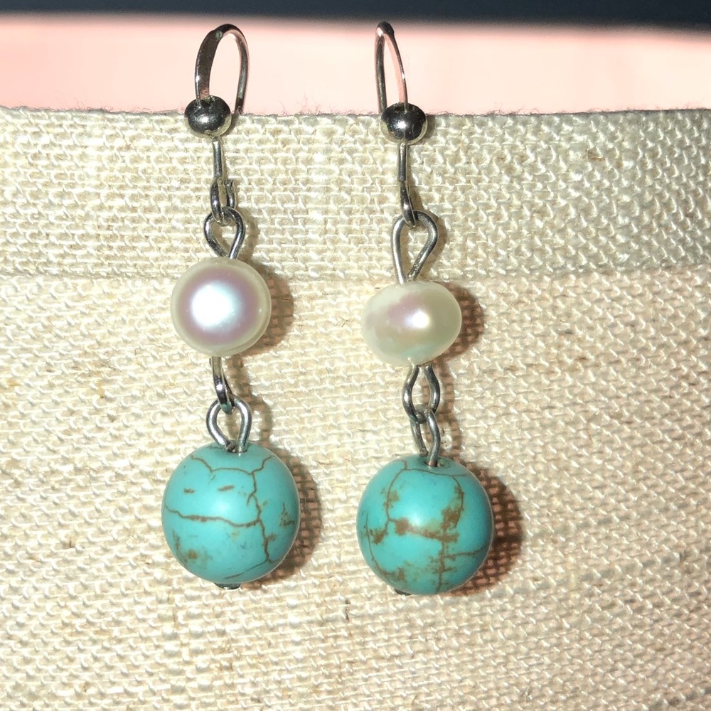 Pearl and Turquoise Earrings